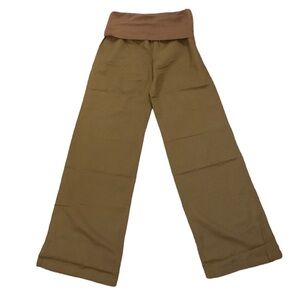 FOREVER 21 Vintage Brown Fold Over Linen Wide Leg Pants, size S